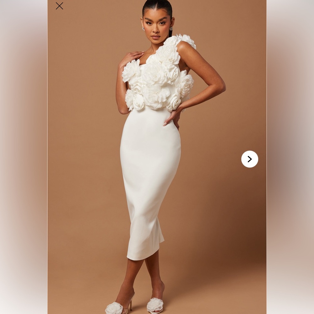 Fashion nova floral white Cindy midi dress